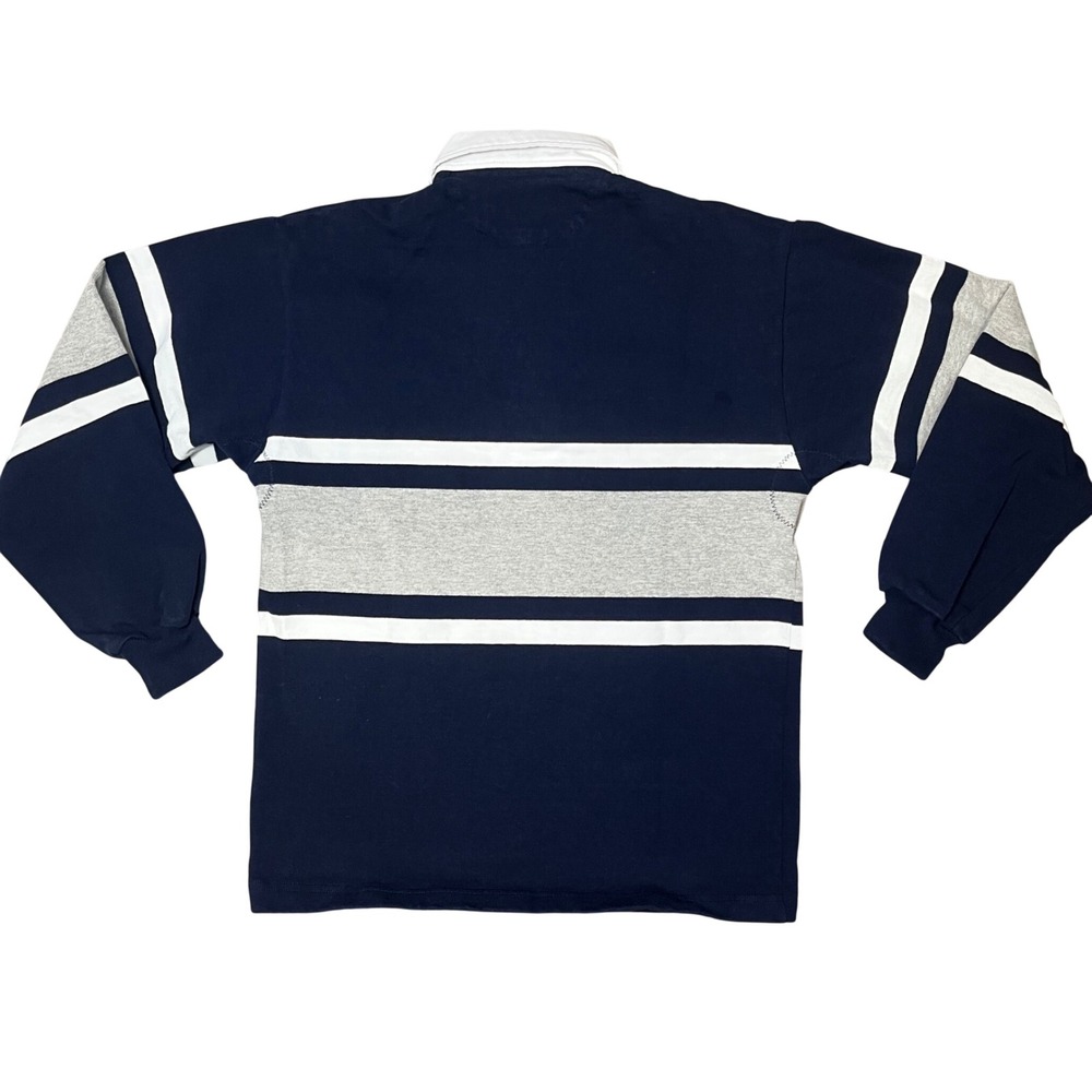 Barbarian Rugby Shirt Mens Small Navy Blue Striped Indian Head Camp Long Sleeve - Picture 4 of 9